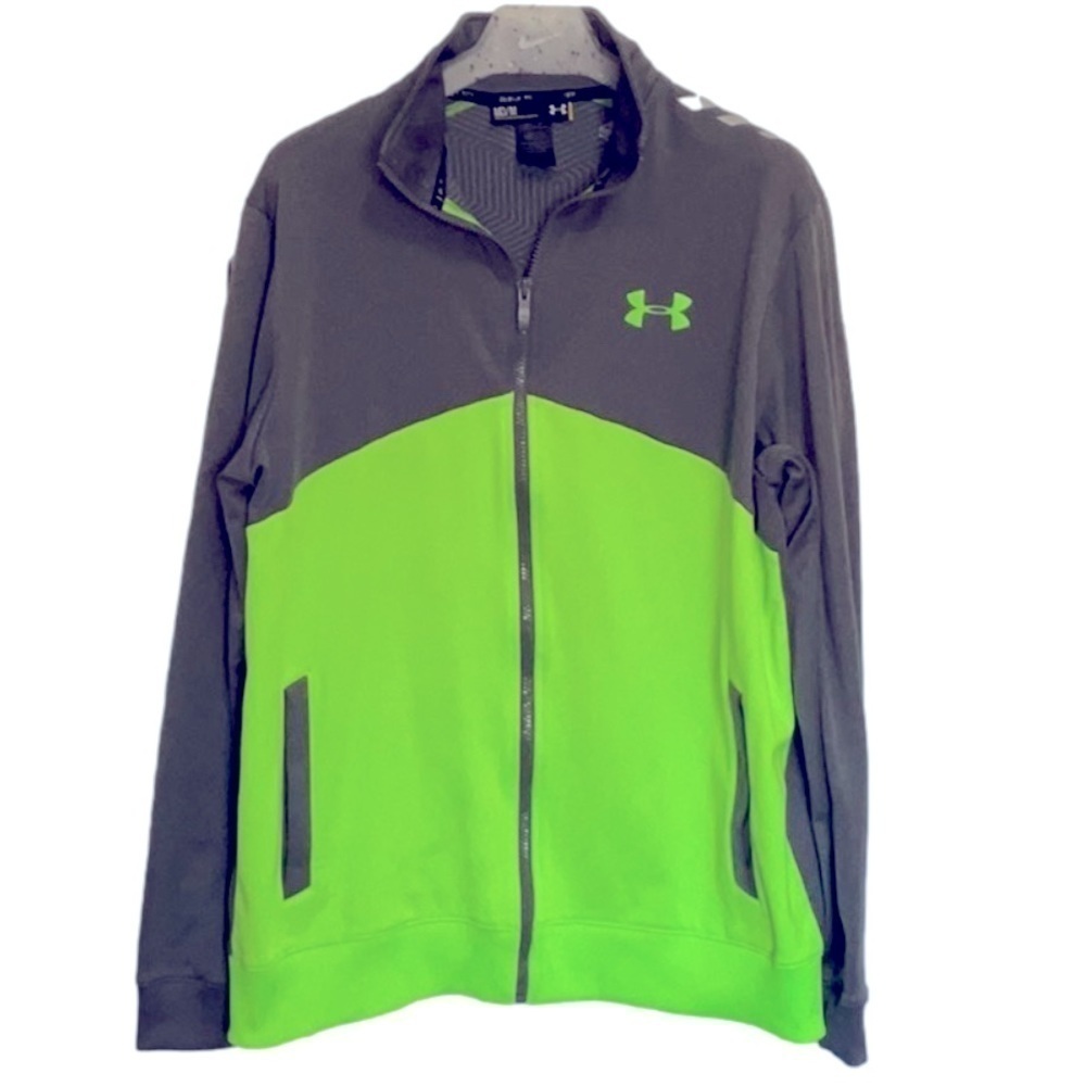 Under ARMOUR Cold Gear Combine Gray/Neon Green Zip Jacket